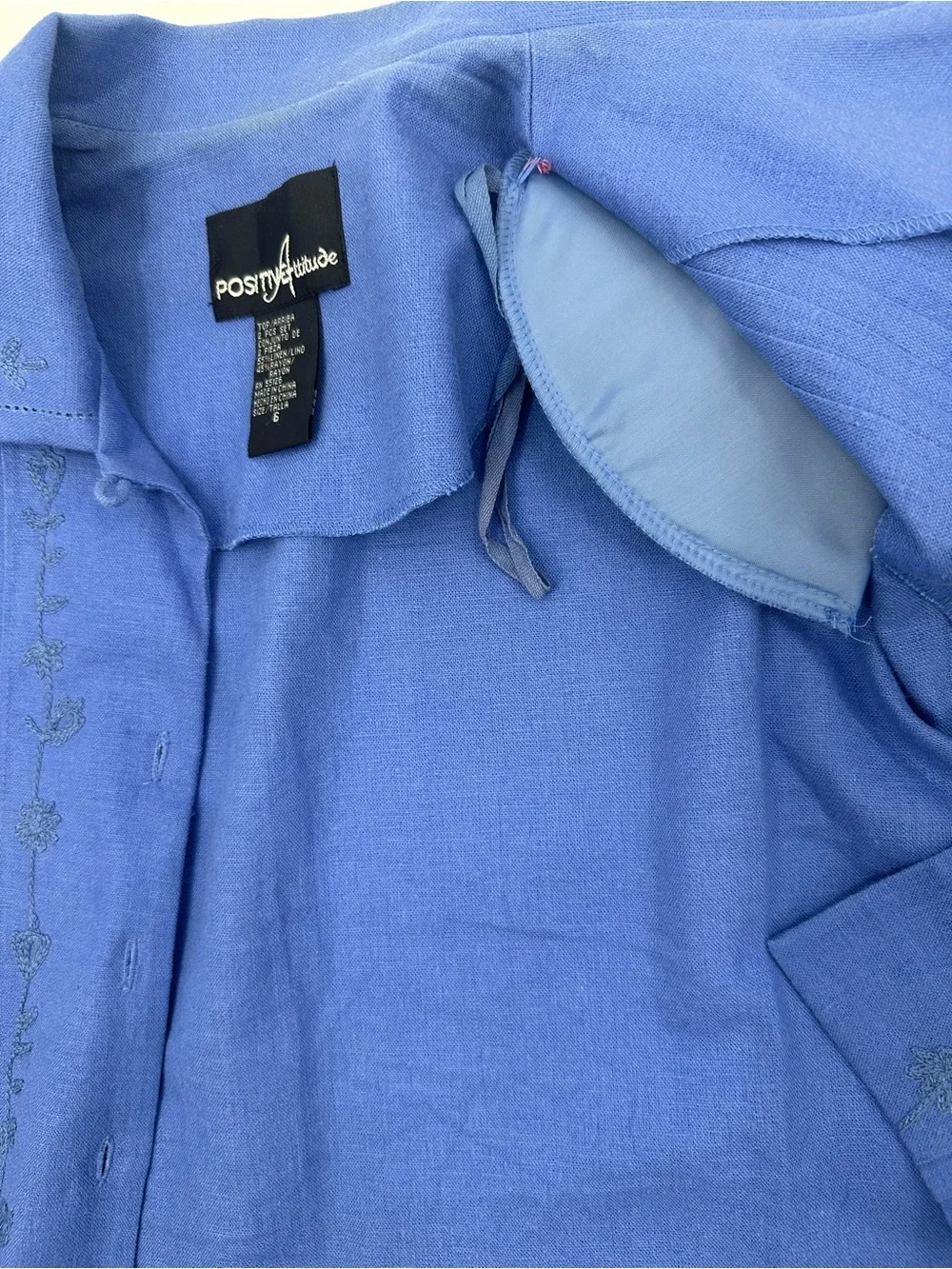 Vintage 90s Positive Attitude Blue Linen Blend Dress Jacket Set 6 NWOT 1180